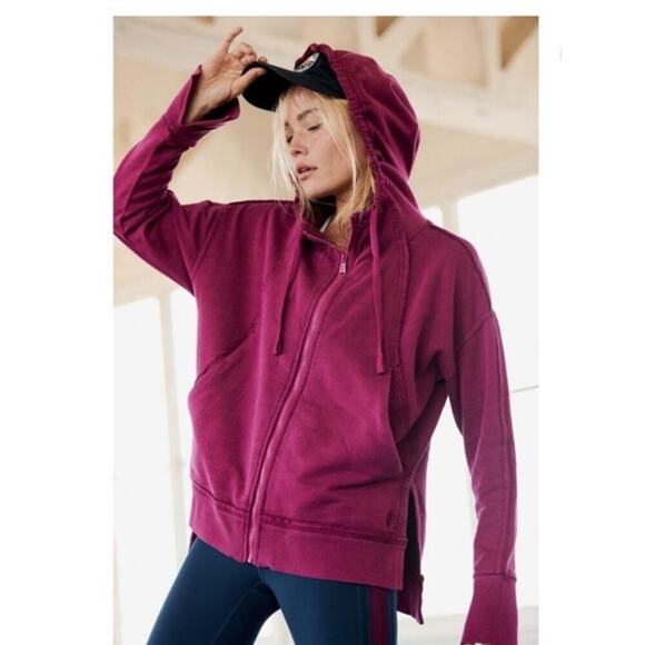 FP Movement Tops - NWT Free People Movement Only One Zip Up Hoodie Size S Magenta Disco